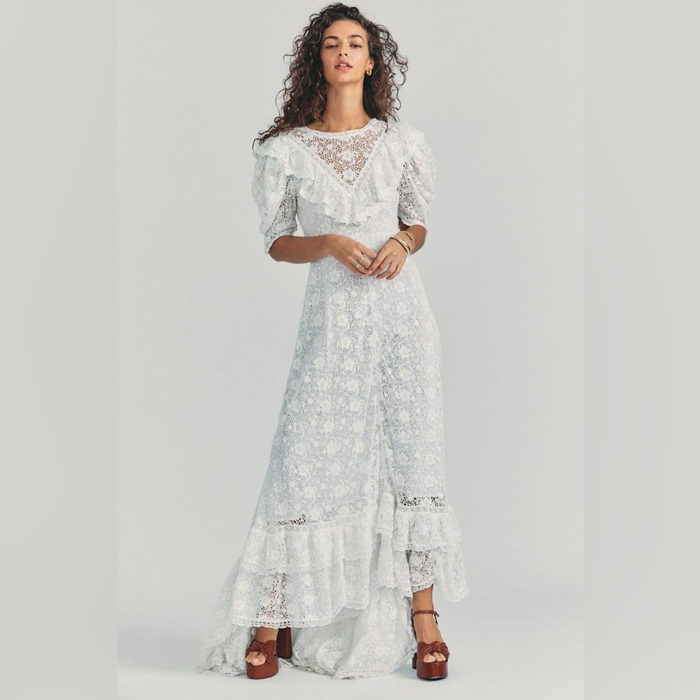 NWT LOVE SHACK FANCY KALANI DRESS TRUE WHITE